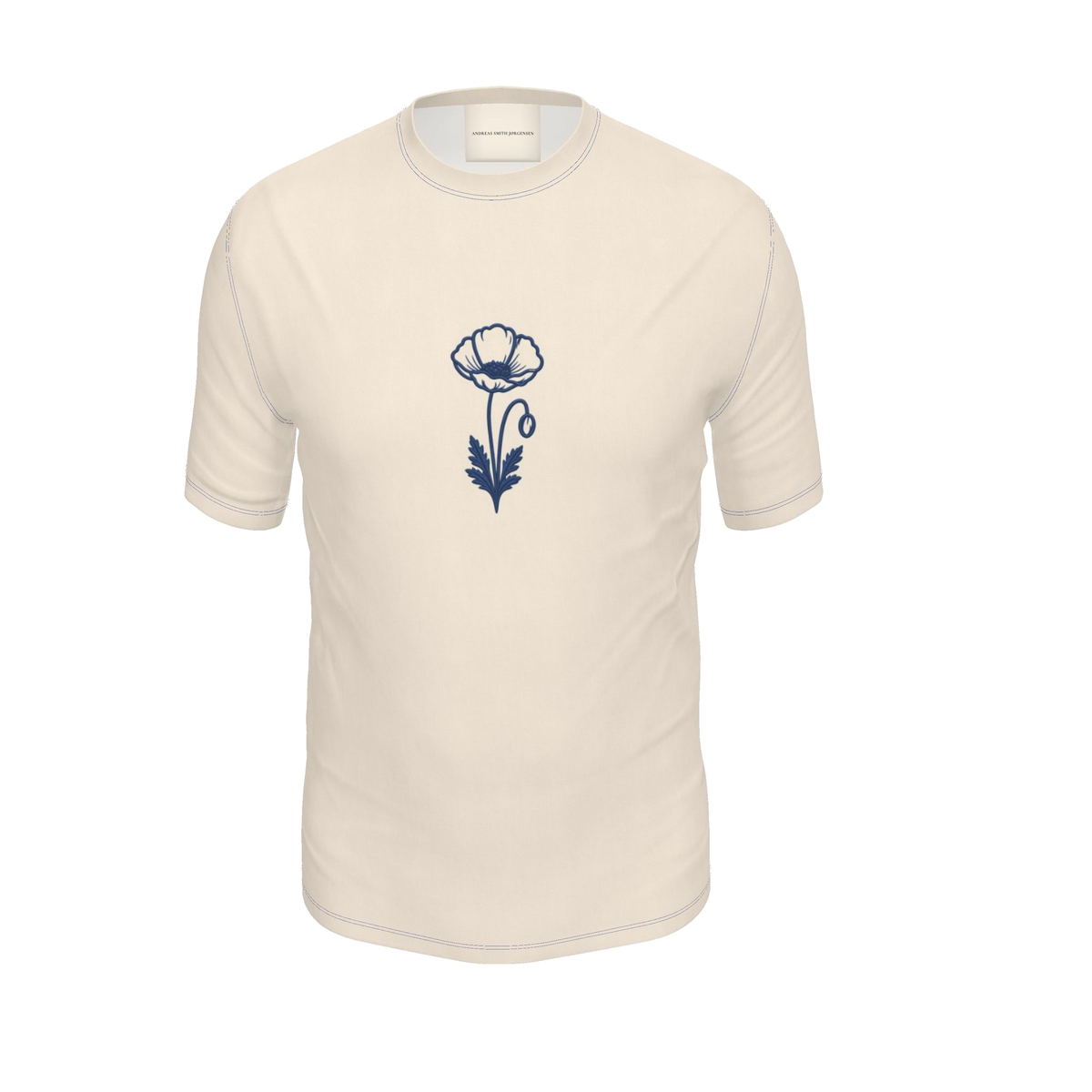 Flower T-Shirt — Cream / Deep Blue, front product view