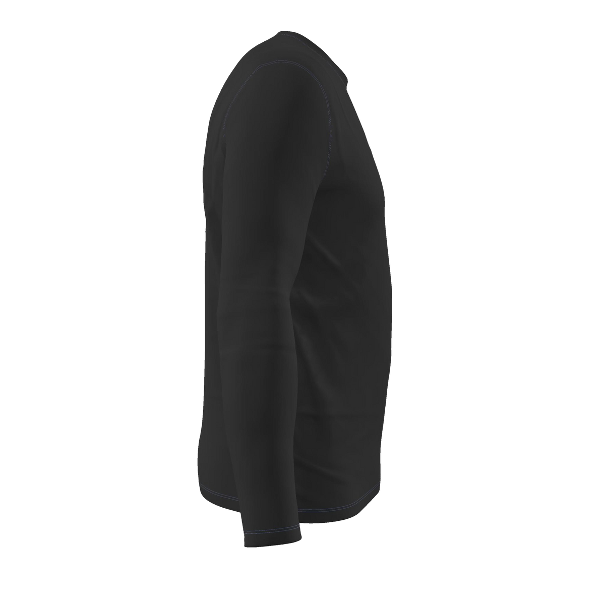 Flower Long Sleeve T-Shirt — Black / Blue — side view