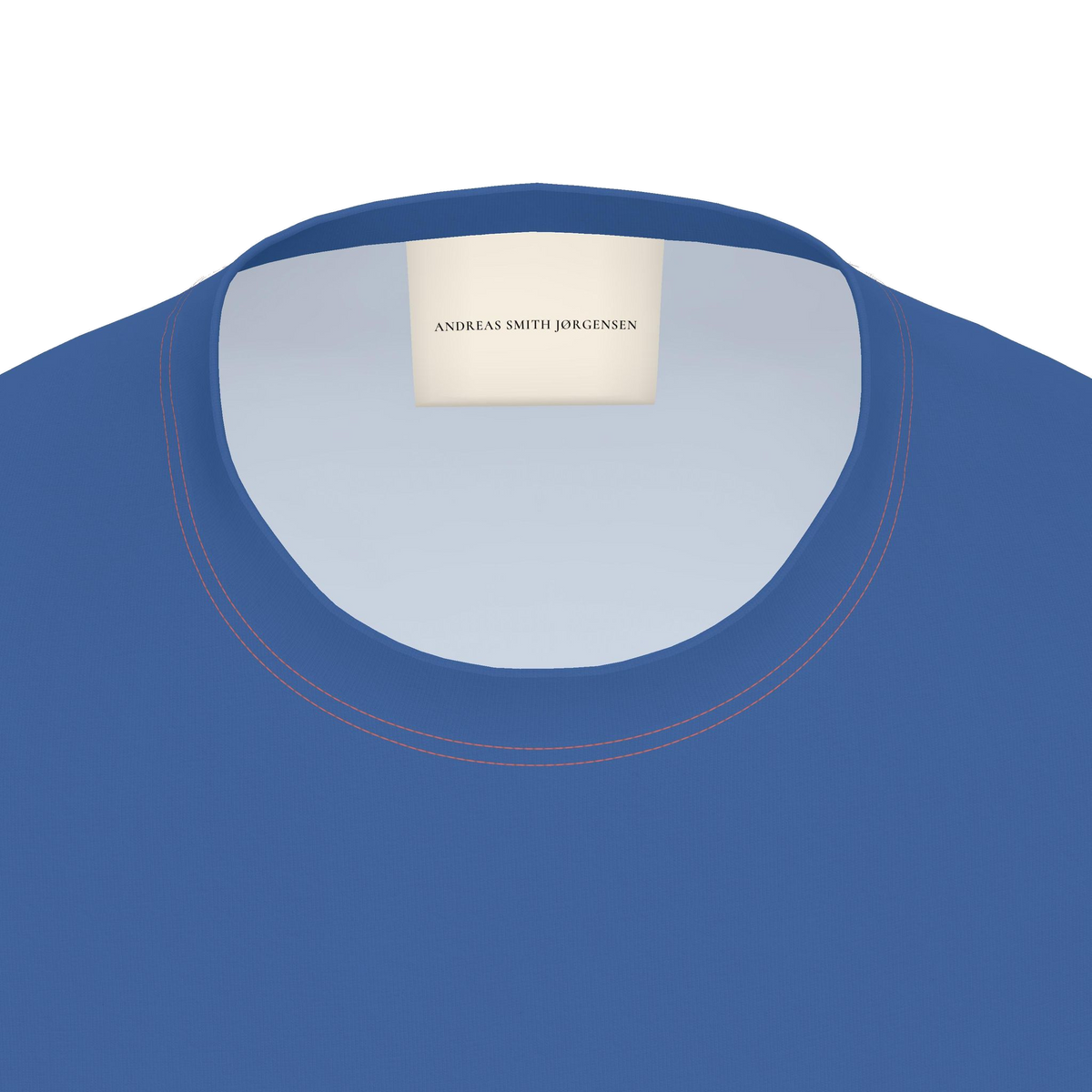 Flower T-Shirt — Royal Blue / Faded Crimson — neckline detail