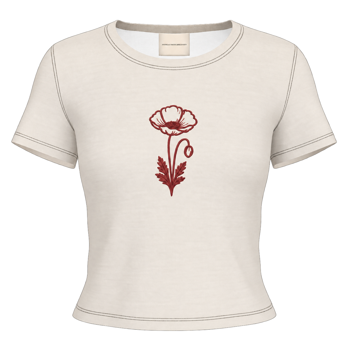 Natalie’s Flower Fitted T-Shirt — Cream / Burgundy, front