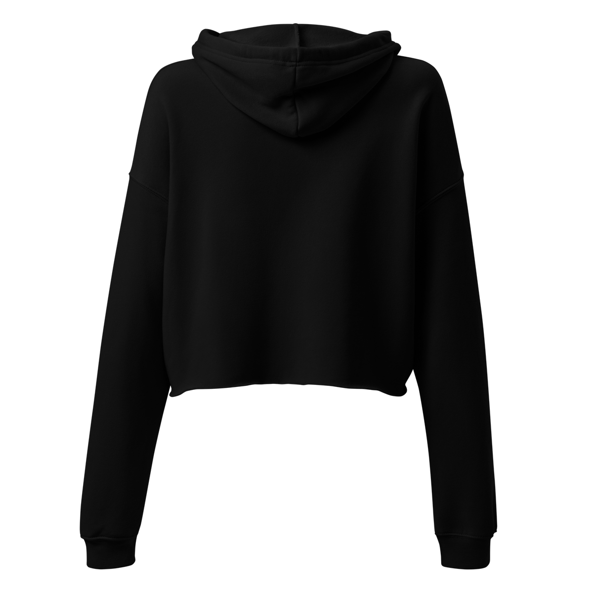 Flower Cropped Hoodie — Black — back view
