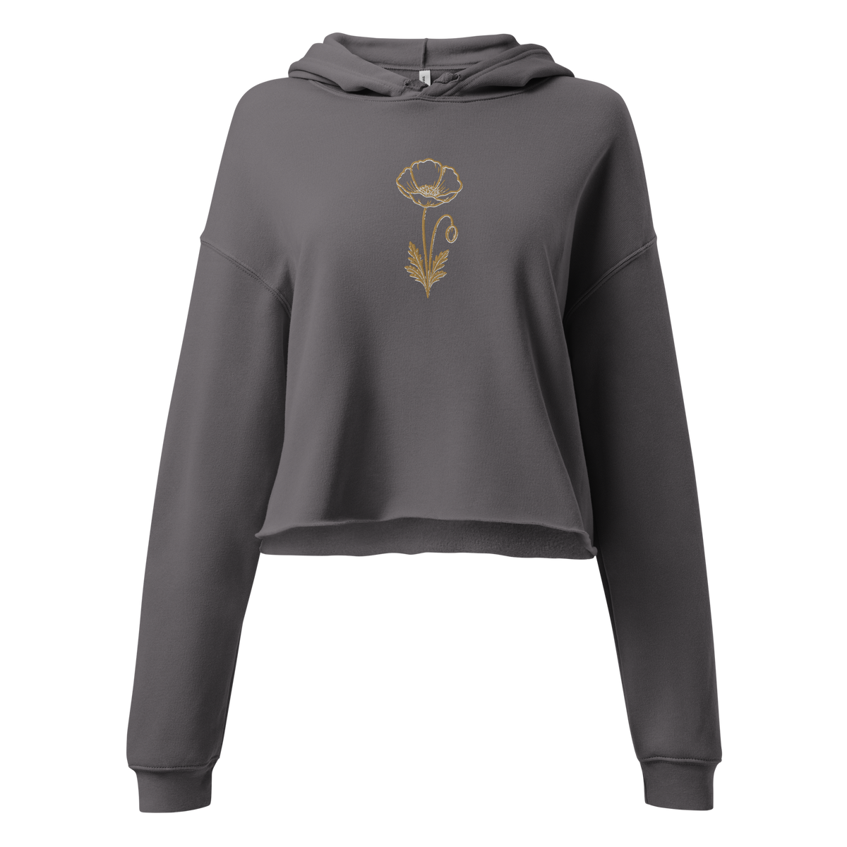 Flower Cropped Hoodie — Grey, front product view