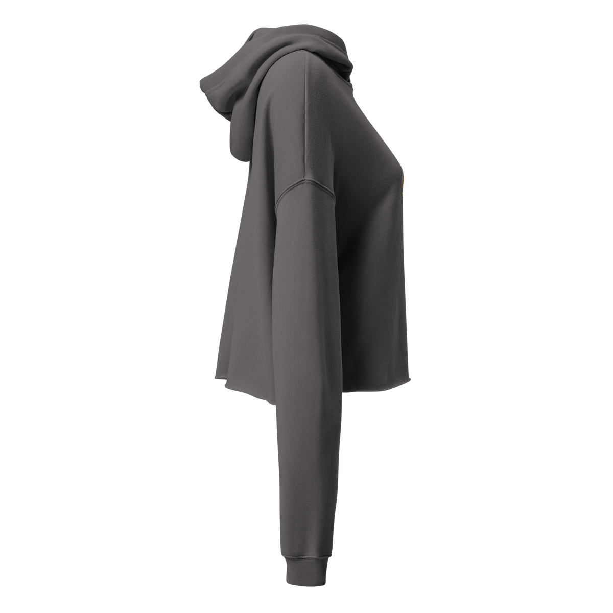 Flower Cropped Hoodie — Grey — right-side view