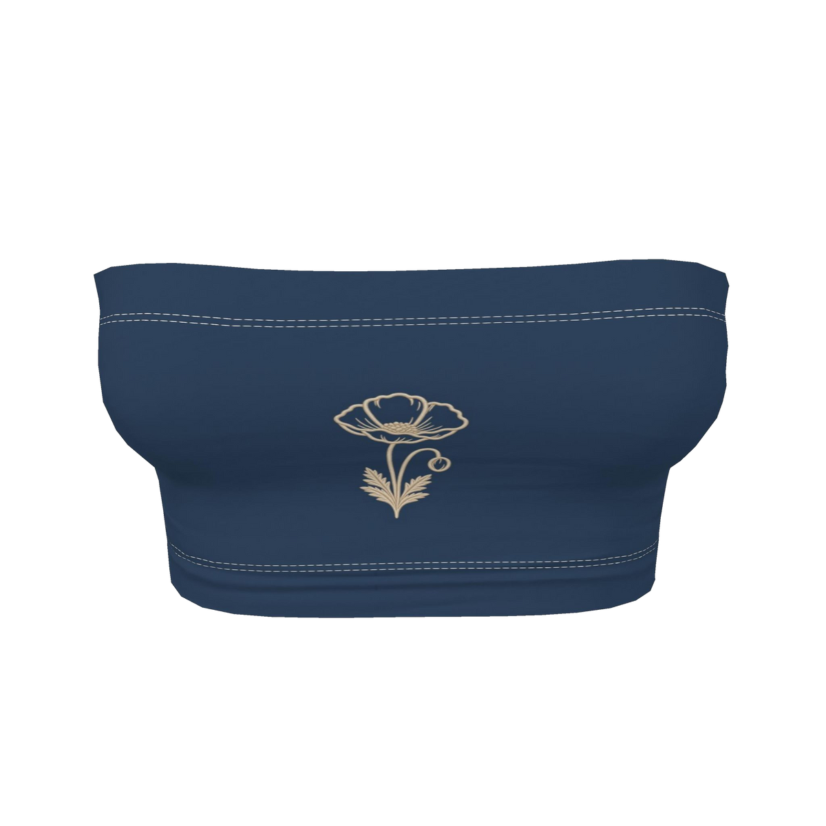 Flower Bandeau Top — Navy / Cream, front product view