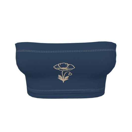 Flower Bandeau Top — Navy / Cream, front product view