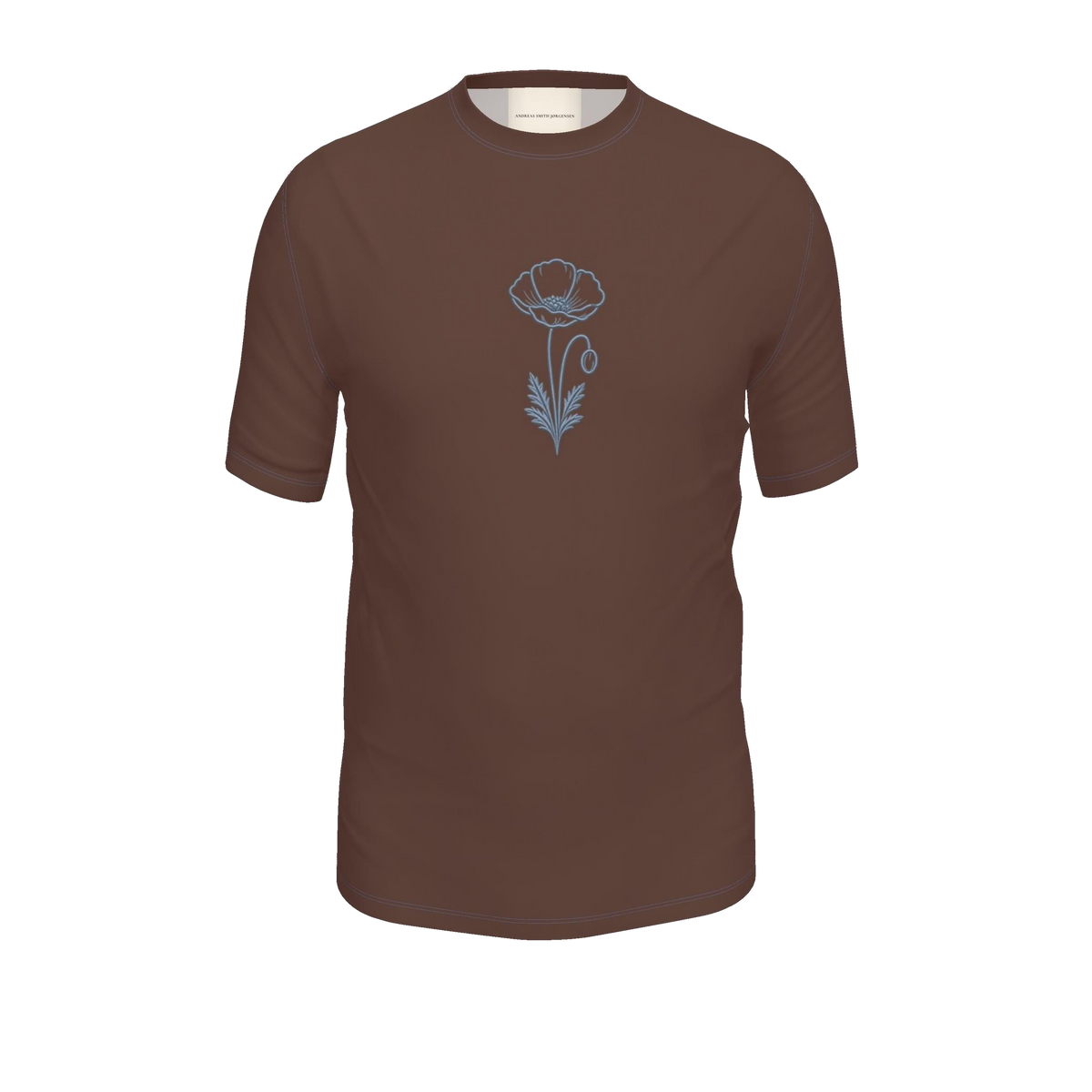 Flower T-Shirt — Chocolate / Powder Blue, front product view