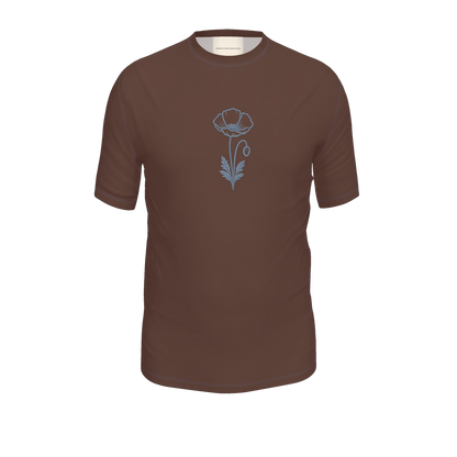 Flower T-Shirt — Chocolate / Powder Blue, front product view