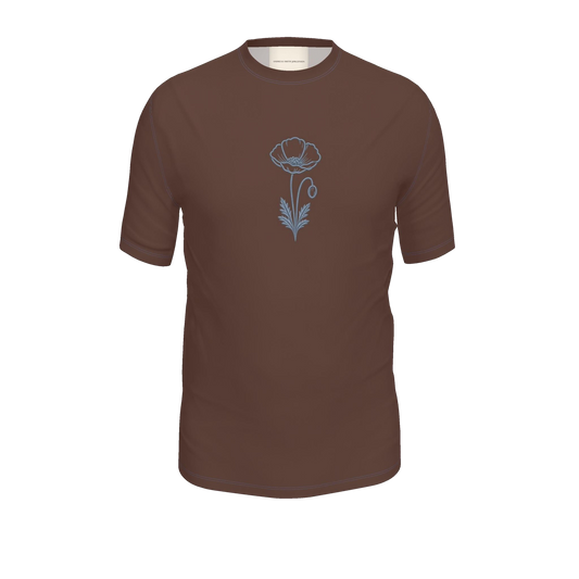 Flower T-Shirt — Chocolate / Powder Blue, front product view