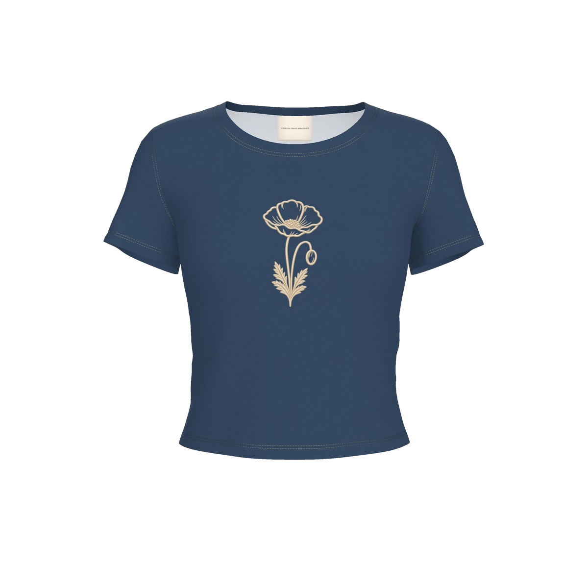 Flower Fitted T-Shirt — Navy / Cream, front product view