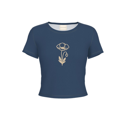Flower Fitted T-Shirt — Navy / Cream, front product view