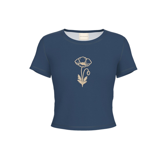 Flower Fitted T-Shirt — Navy / Cream, front product view