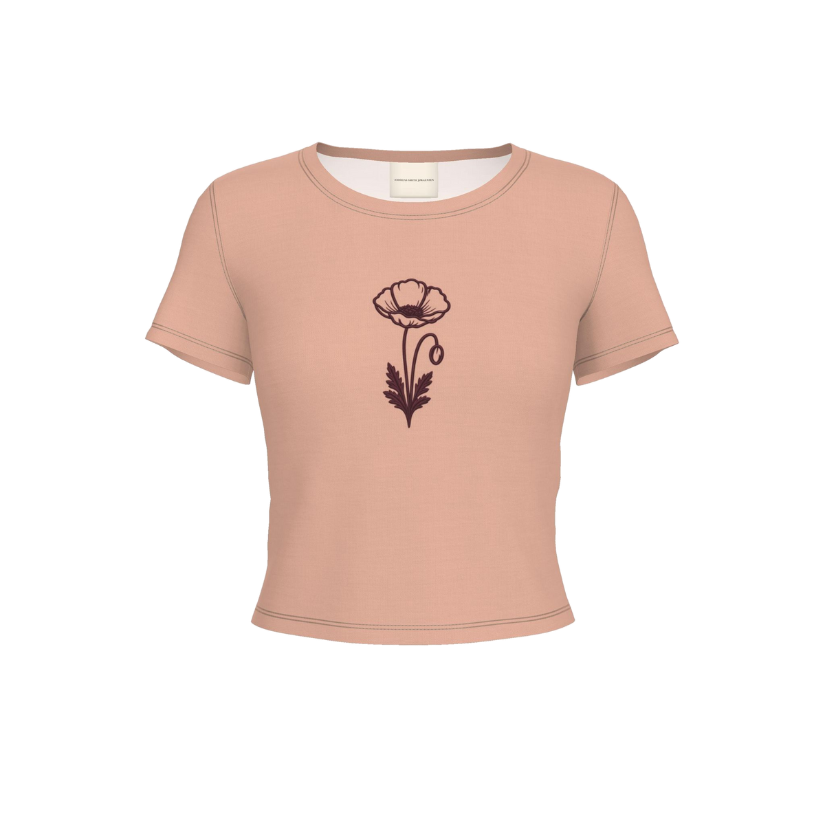 Flower Fitted T-Shirt — Peach / Burgundy, front product view