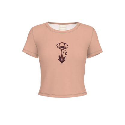 Flower Fitted T-Shirt — Peach / Burgundy, front product view