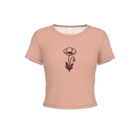 Flower Fitted T-Shirt — Peach / Burgundy, front product view