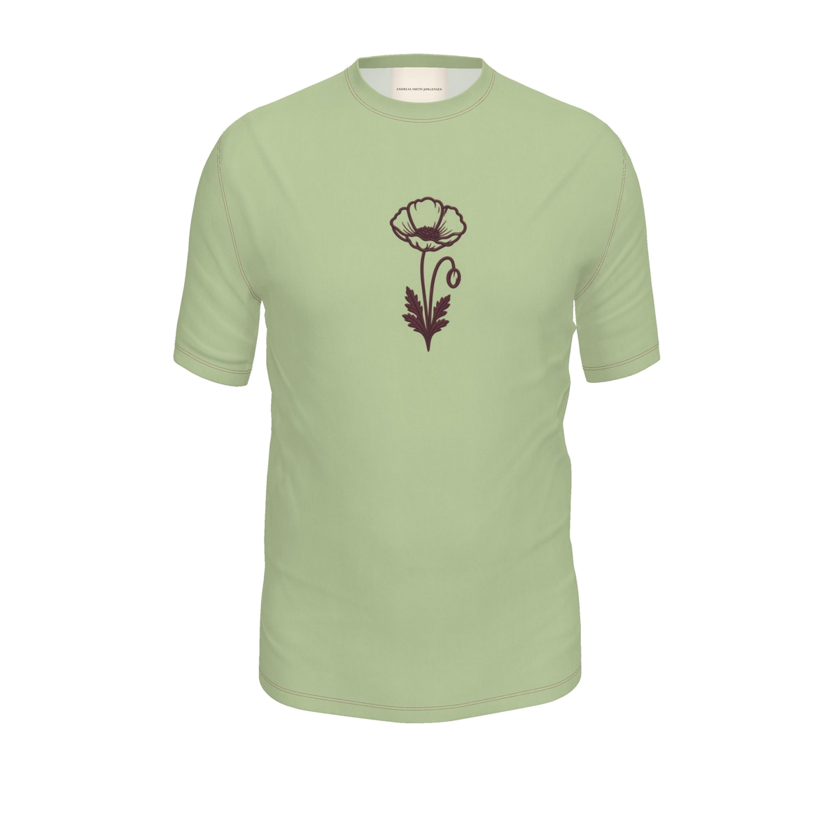 Flower T-Shirt — Pistachio / Burgundy, front product view