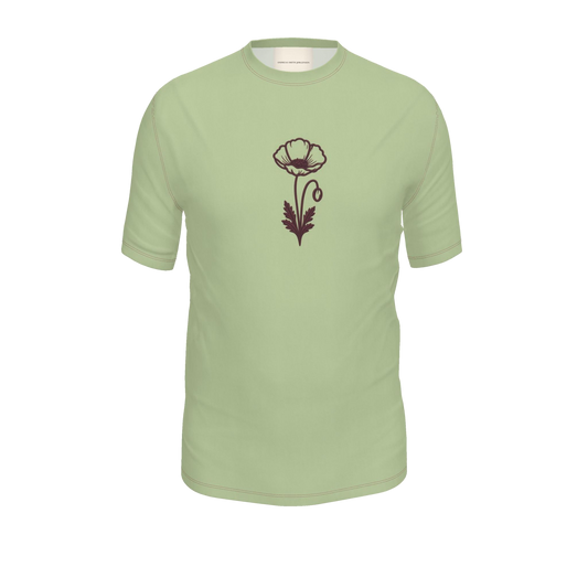 Flower T-Shirt — Pistachio / Burgundy, front product view