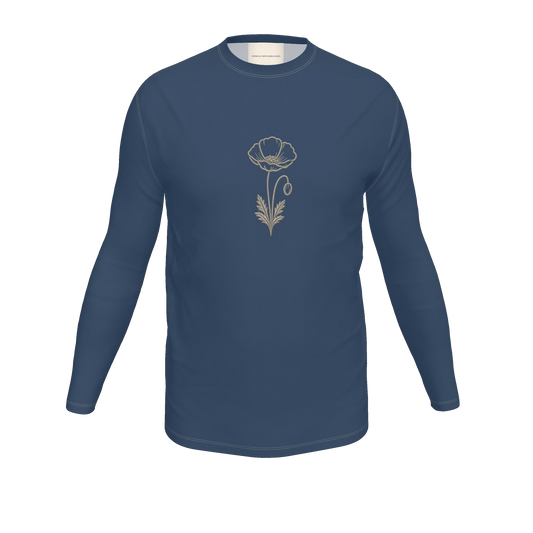 Flower Long Sleeve T-Shirt — Navy / Cream, front product view