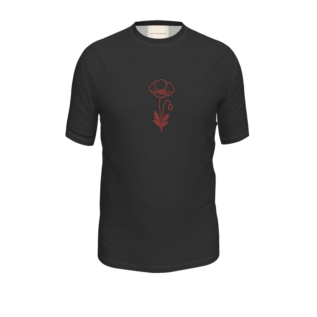 Flower T-Shirt — Black / Warm Red, front product view