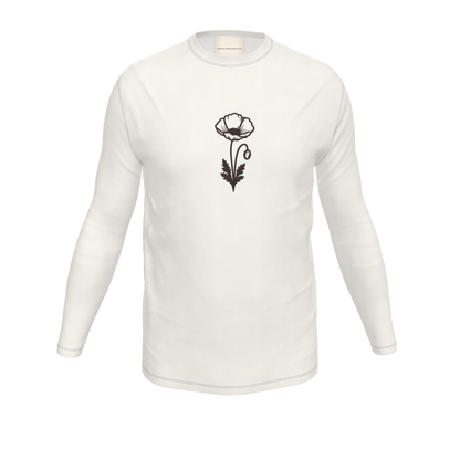 Flower Long Sleeve T-Shirt — White, front product view