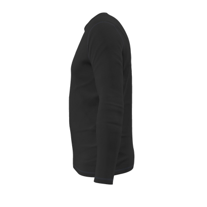 Flower Long Sleeve T-Shirt — Black / Blue — side view