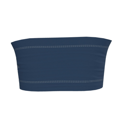 Flower Bandeau Top — Navy / Cream — back view