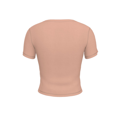 Flower Fitted T-Shirt — Peach / Burgundy — back view