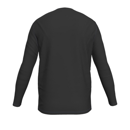 Flower Long Sleeve T-Shirt — Black / Blue — back view
