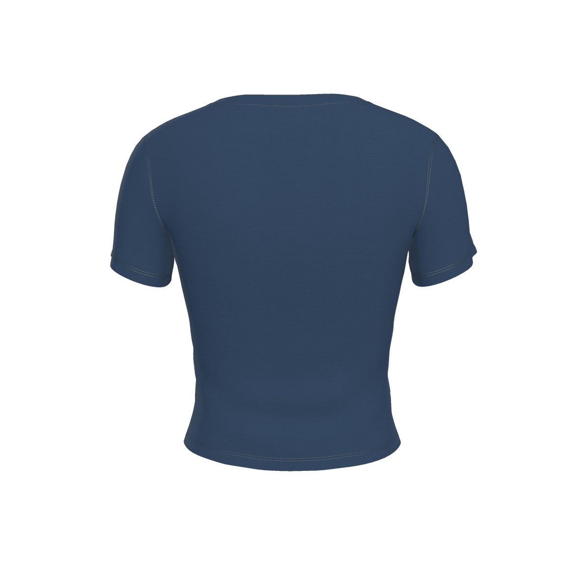Flower Fitted T-Shirt — Navy / Cream — back view