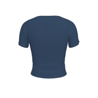 Flower Fitted T-Shirt — Navy / Cream — back view