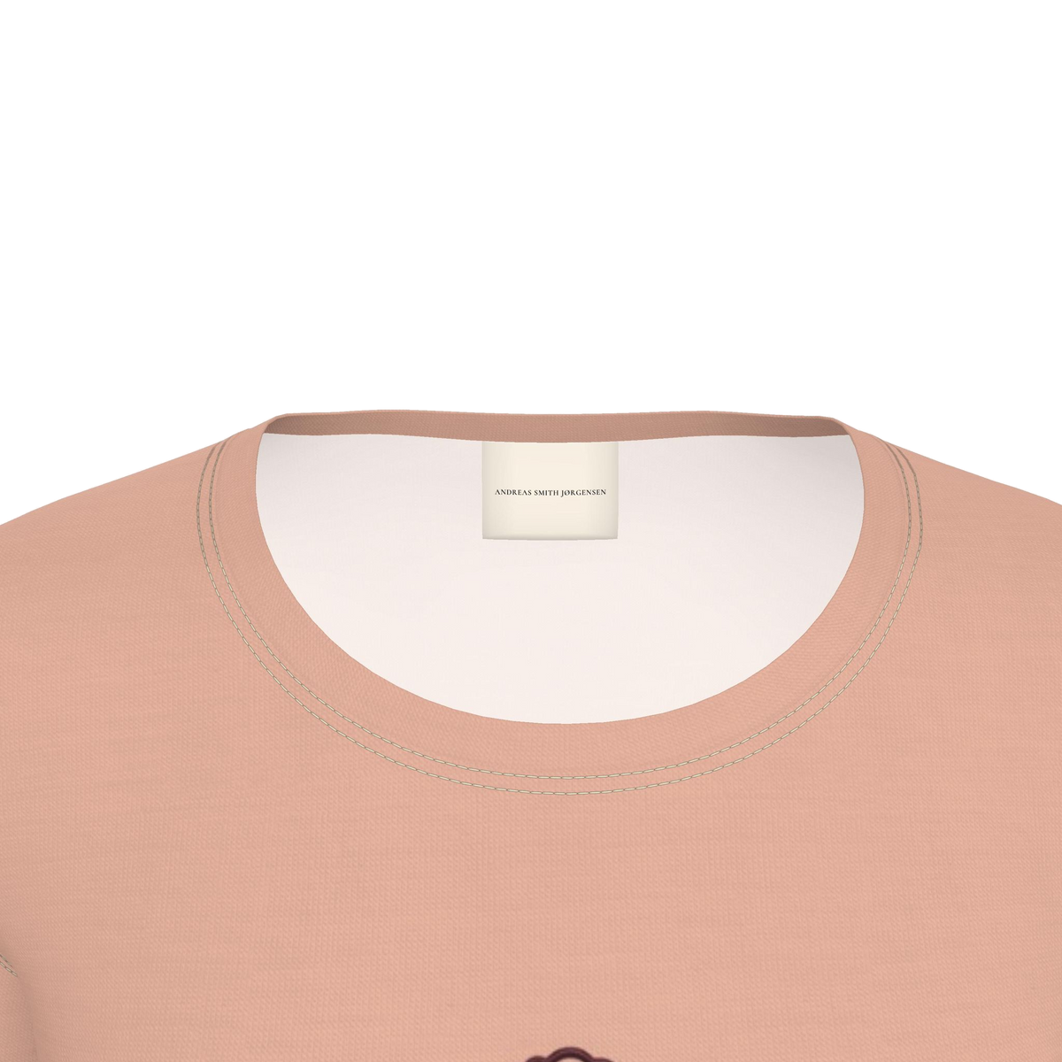Flower Fitted T-Shirt — Peach / Burgundy — detail view