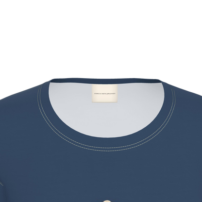 Flower Fitted T-Shirt — Navy / Cream — detail view