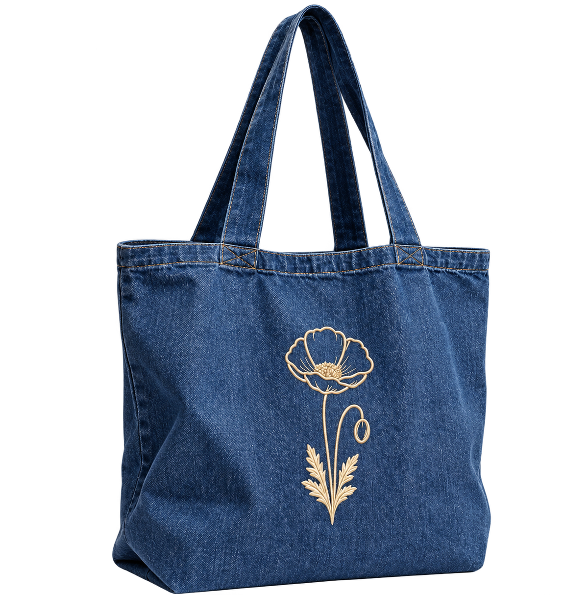 Flower Denim Tote Bag, front product view