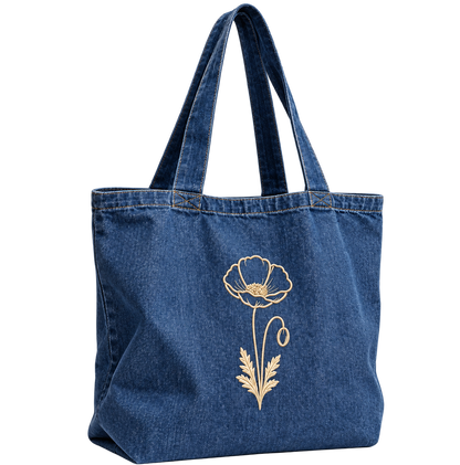 Flower Denim Tote Bag, front product view
