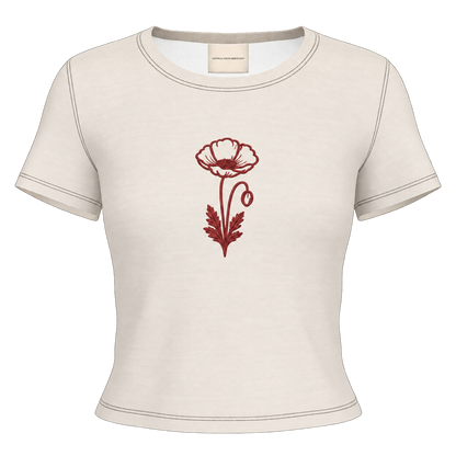 Natalie’s Flower Fitted T-Shirt — Cream / Burgundy, front