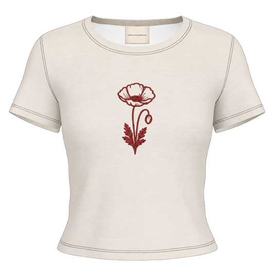 Natalie’s Flower Fitted T-Shirt — Cream / Burgundy, front