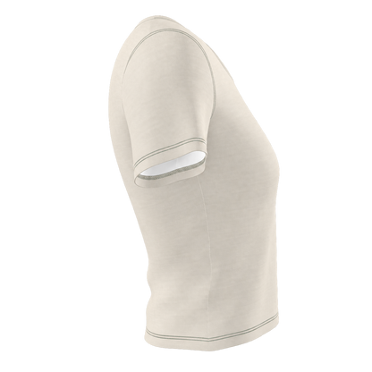 Natalie’s Flower Fitted T-Shirt — Cream / Burgundy, opposite side