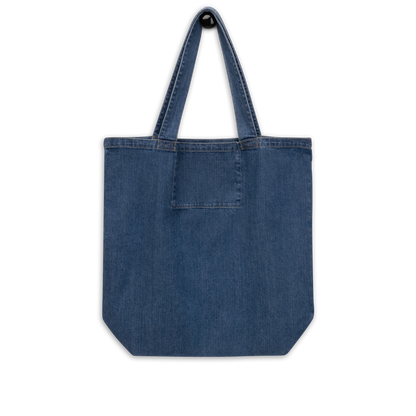Flower Denim Tote Bag — back view