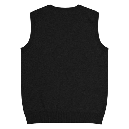 Flower Knit Vest — Black / Burgundy — back view