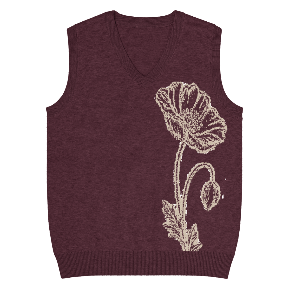 Flower Knit Vest — Burgundy / Cream, front product view