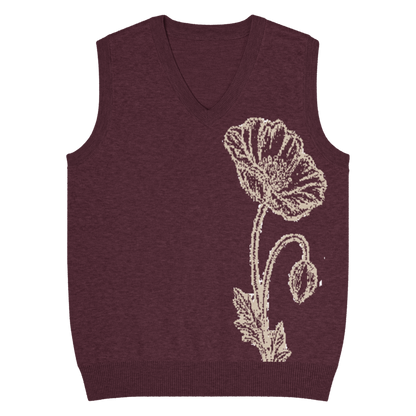 Flower Knit Vest — Burgundy / Cream, front product view