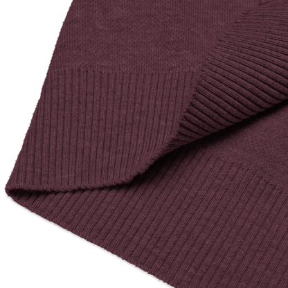 Flower Knit Vest — Burgundy / Cream — detail view
