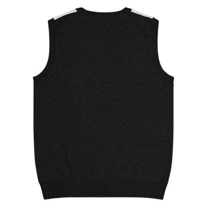 Flower Knit Vest — Black / Burgundy — back view