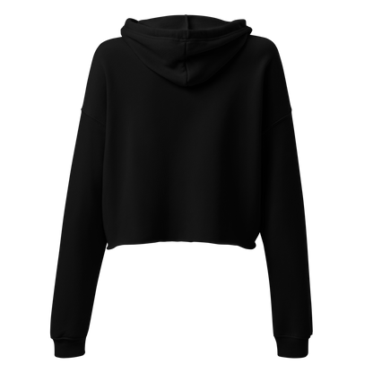 Flower Cropped Hoodie — Black — back view