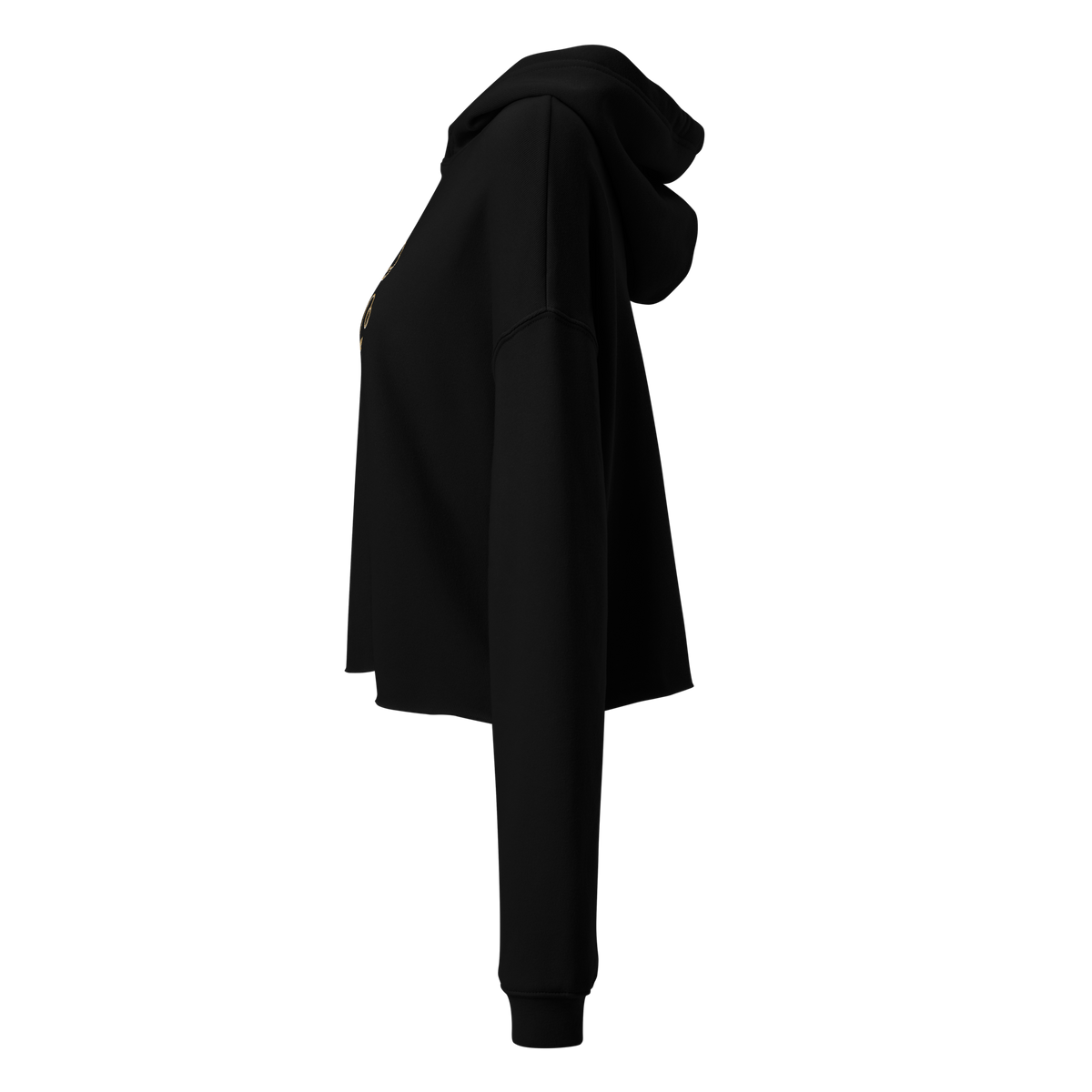 Flower Cropped Hoodie — Black — left-side view