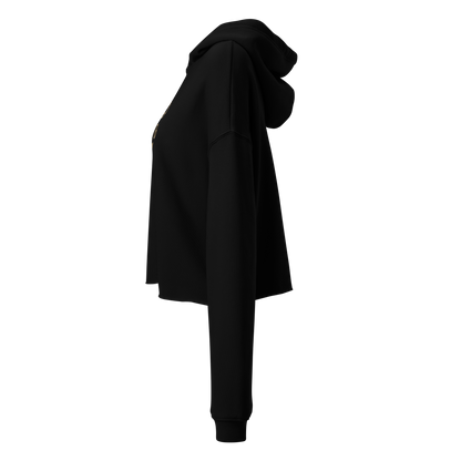 Flower Cropped Hoodie — Black — left-side view