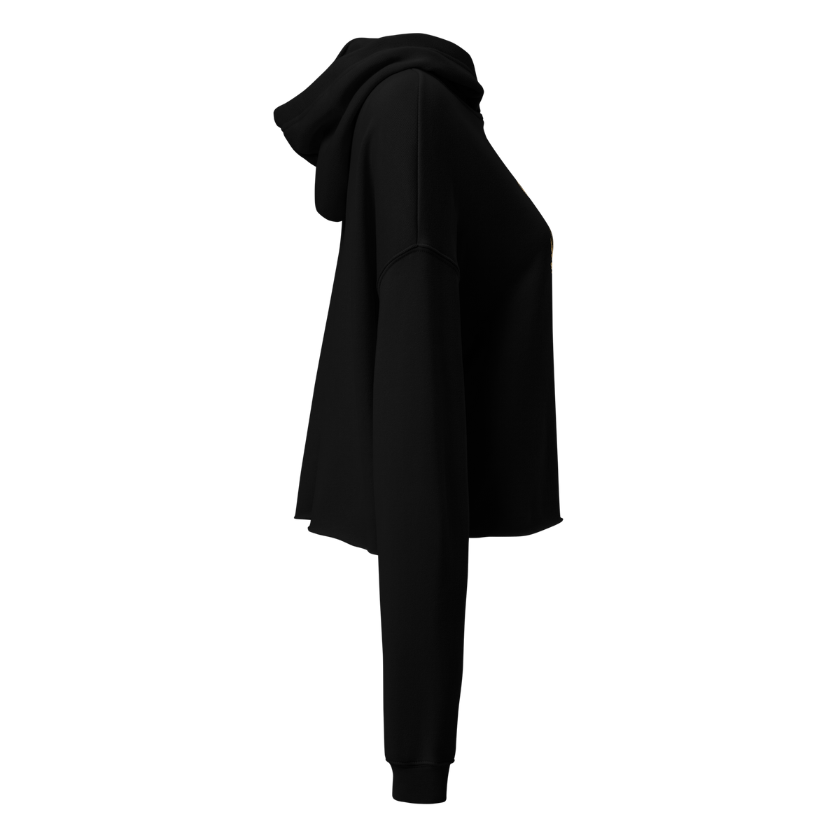 Flower Cropped Hoodie — Black — right-side view