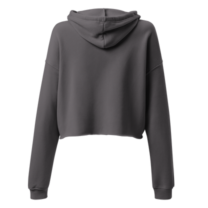 Flower Cropped Hoodie — Grey — back view