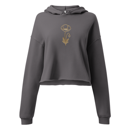 Flower Cropped Hoodie — Grey, front product view