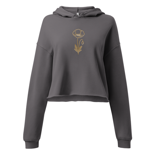 Flower Cropped Hoodie — Grey, front product view