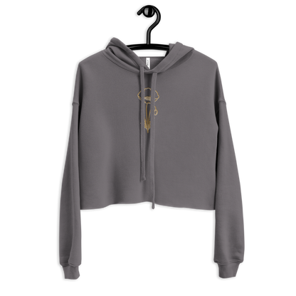 Flower Cropped Hoodie — Grey — front view